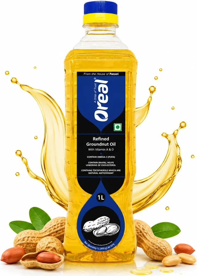 Oreal Moongphali Oil Oreal Groundnut Oil | Healthy Cooking Oil 1ltr - Image 1